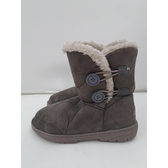 Holly Grey Mid calf booties w/faux fur inside 2 button closure EU 43  US 11 - Picture 2 of 8